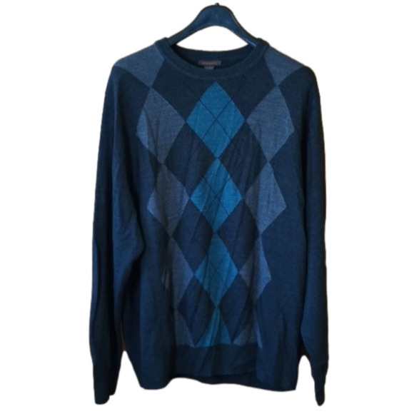 Gray and teal argyle sweater XXL - Picture 1 of 4